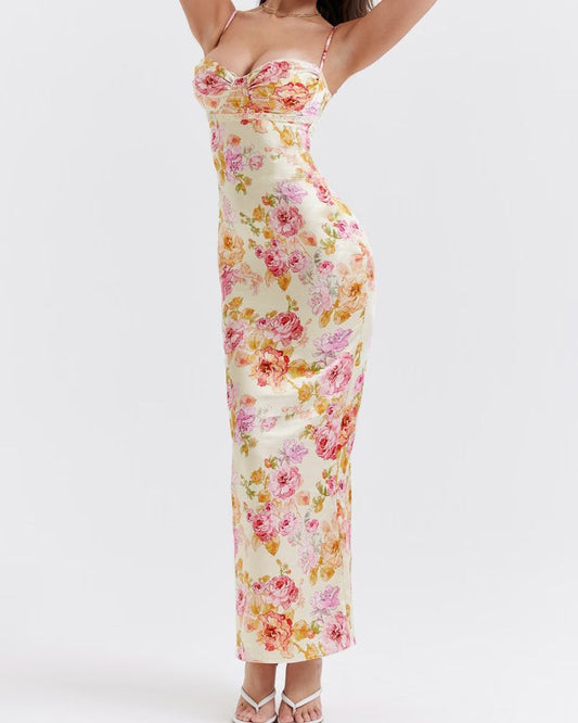 Floral Satin Dress – Verleidelijke Elegantie met Bloemenprint
