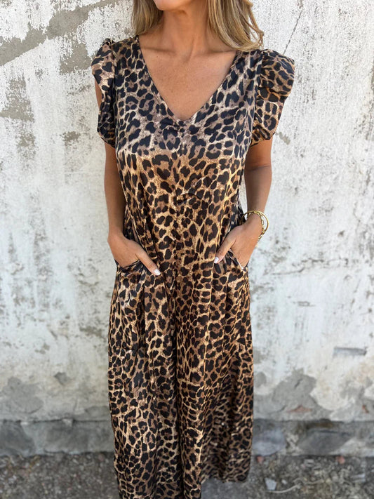 Mireya | Leopardenprint Jumpsuit met V-Hals