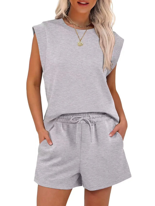 Matching Lounge Set – Lichtgewicht Tee & Jogger Shorts voor Reizen