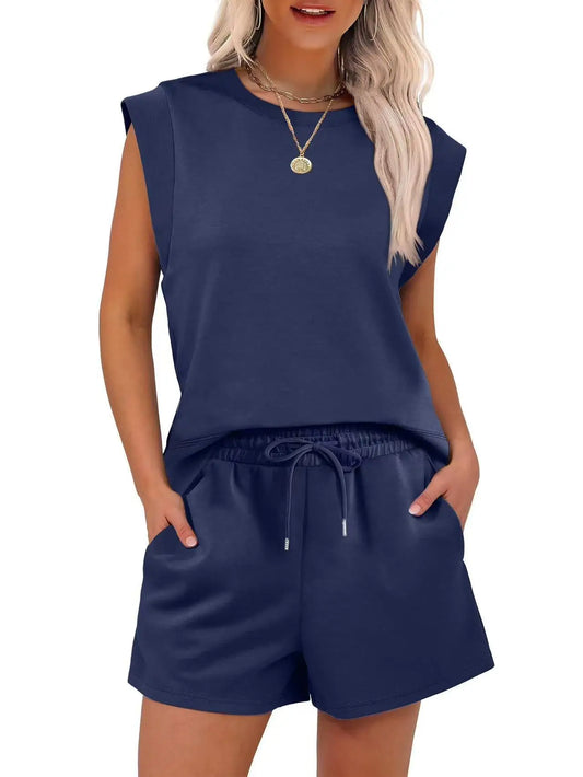 Matching Lounge Set – Lichtgewicht Tee & Jogger Shorts voor Reizen