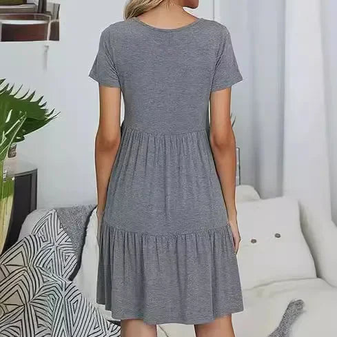 T-Shirt Dress – Grijze Casual Jurk met Comfort Fit